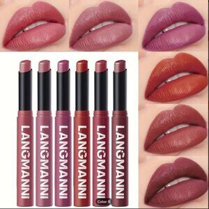 6pcs matte lipstick set with slanted mouth rotating lipstick waterproof